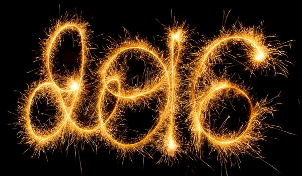 Happy New Year - 2016 with sparklers — Stock Photo, Image