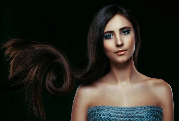 Hair. Beautiful Brunette Girl. Healthy Long Hair — 스톡 사진