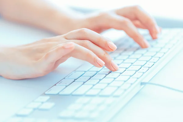 Female hands or woman office worker typing on the keyboard — Stock Photo, Image