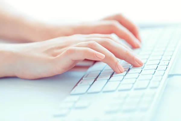 Female hands or woman office worker typing on the keyboard — Stock Photo, Image