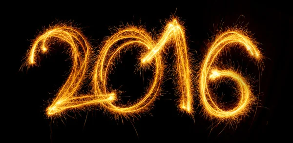 Mutlu yeni yıl - maytap siyah ile yapılan 2016 — Stok fotoğraf