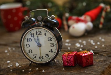 Noel arka plan üzerinde Vintage saat