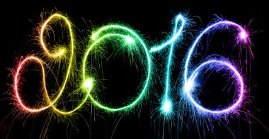 Mutlu yeni yıl - maytap siyah ile yapılan 2016