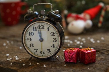 Noel arka plan üzerinde Vintage saat