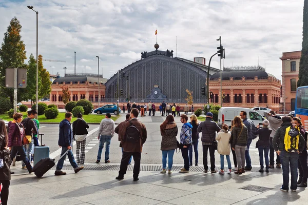 Vista sobre a antiga estação ferroviária de Atocha em Madrid — Fotografia de Stock