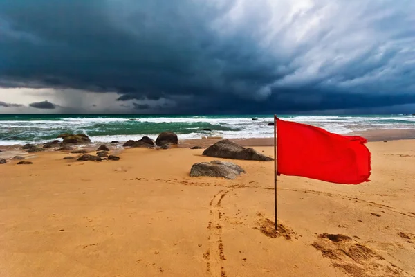 Red warning flag — Stock Photo, Image