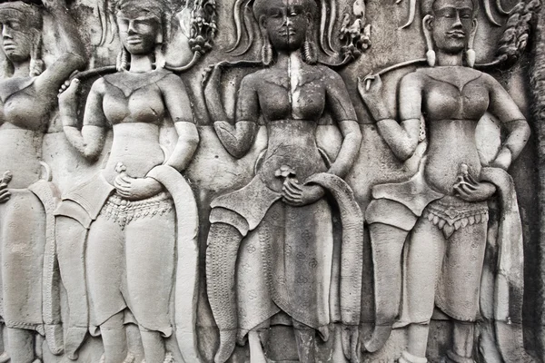 Apsara sul muro di Angkor Wat — Foto Stock