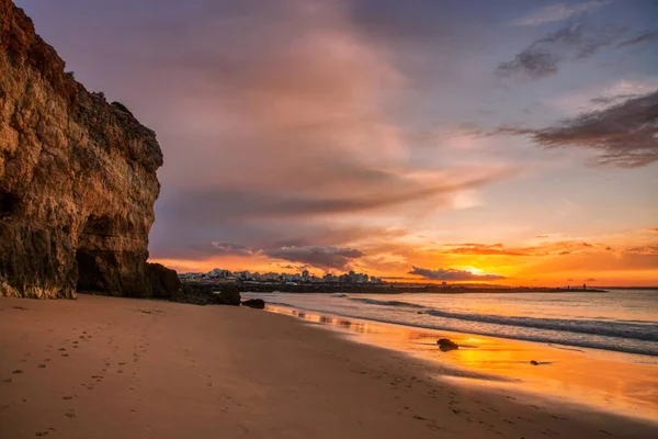 Beautiful Seascape Beach Cliffs Ocean Pintadinho Beach Ferragudo Lagoa Algarve — Stock Photo, Image