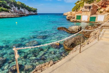 Mayorka Cala Llombards Santanyi plajı Mallorca, ada, İspanya Akdeniz, Balear Adaları.