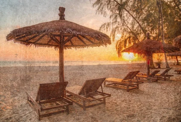 Tropicalsea Grunge Retro Tarzında Güzel Bir Günbatımında Doğa Arkaplanı — Stok fotoğraf