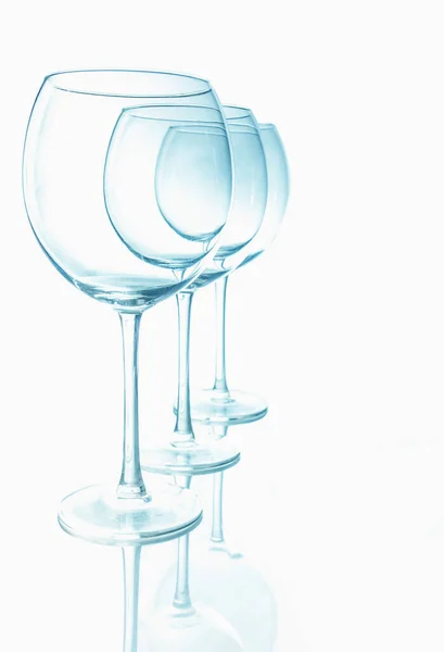 Several Glasses Wine White Backgroun — Stock Photo, Image