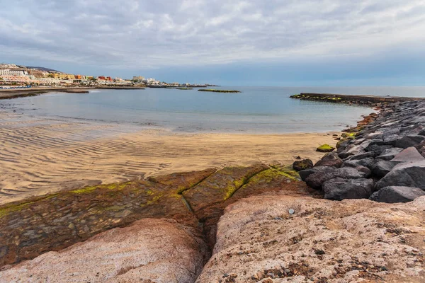 Felsen Strand Bei Schönem Sonnenuntergang Costa Adeje Teneriffa Spanien — Stockfoto