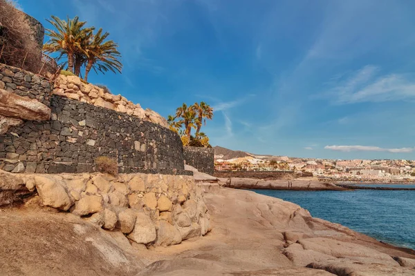 Pohled Skal Pláži Duque Costa Adeje Tenerife Kanárské Ostrovy Španělsko — Stock fotografie