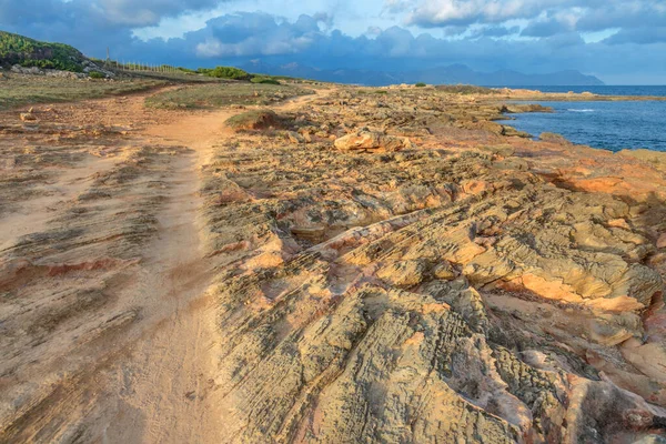 Wybrzeże Pobliżu Plaży Can Picafort Zachodzie Słońca Majorka Baleary Hiszpania — Zdjęcie stockowe