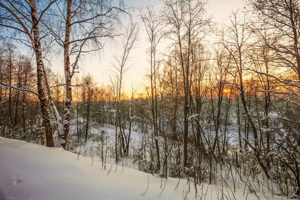 Zonsondergang in de prachtige winter — Stockfoto