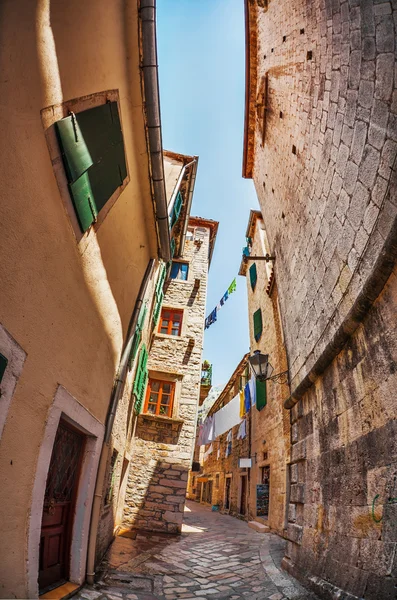 Fish-eye view of the old city on sky background — Stock Photo, Image