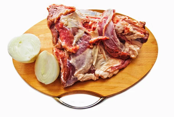 Carne roja cruda sobre blanca —  Fotos de Stock