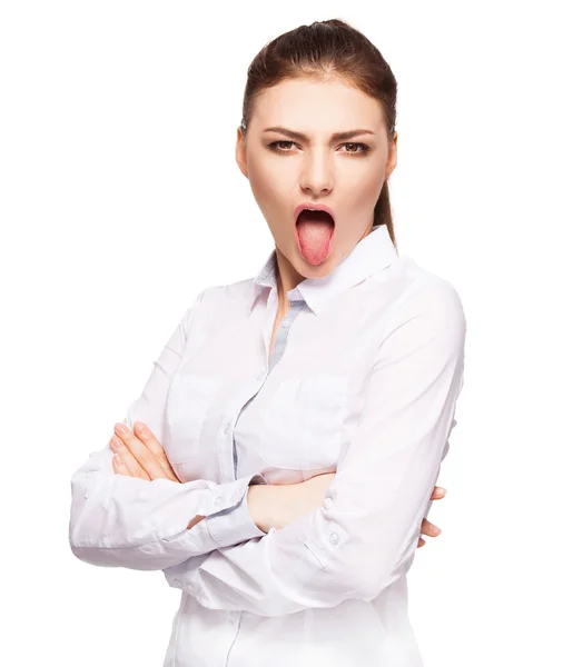 女性示す舌 — ストック写真