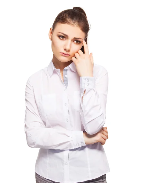 Femeia tristă în alb — Fotografie, imagine de stoc