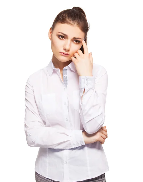 Triste mujer en blanco —  Fotos de Stock