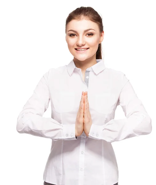 Mujer en fondo blanco — Foto de Stock