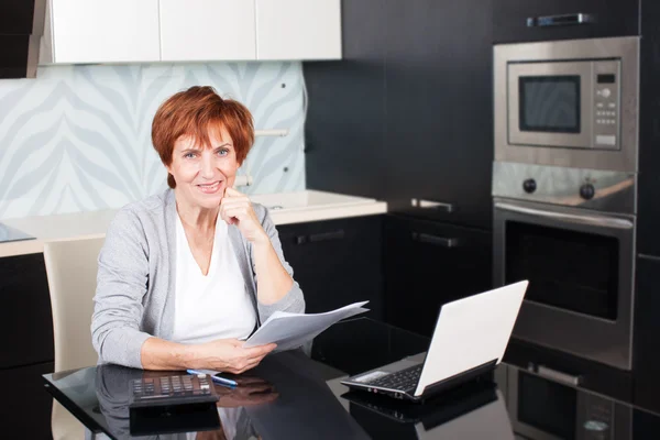 Happy businesswoman at home — Stock Photo, Image