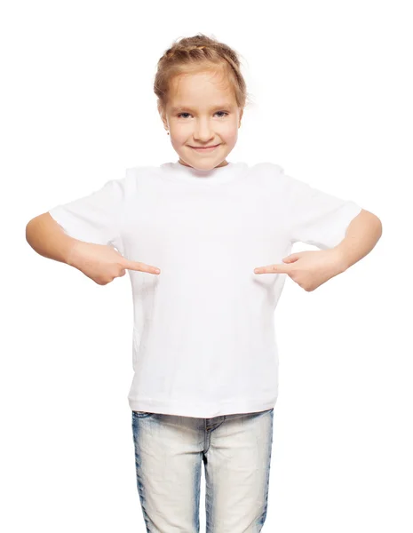 Criança em camiseta branca — Fotografia de Stock