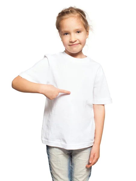 Çocuk beyaz t-shirt — Stok fotoğraf