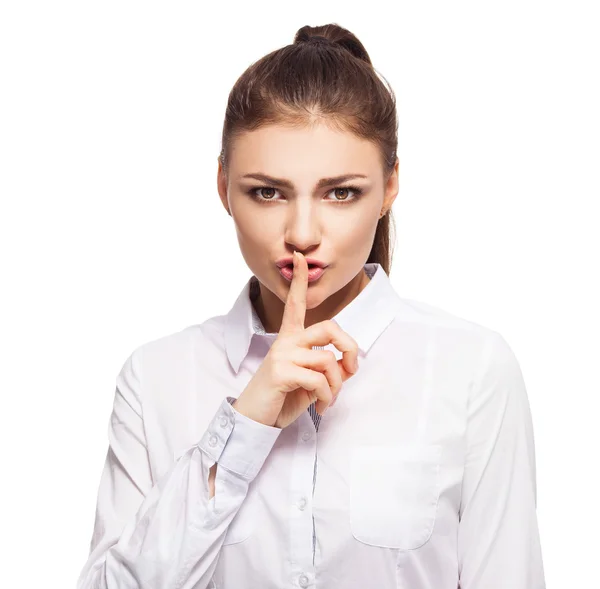 Young female with his finger to lips attached — Stock Photo, Image