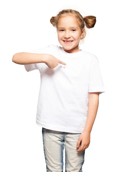 Criança em camiseta branca — Fotografia de Stock