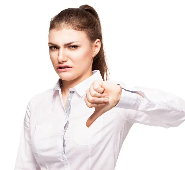 Woman Showing Thumbs Disgust — Stock Photo, Image