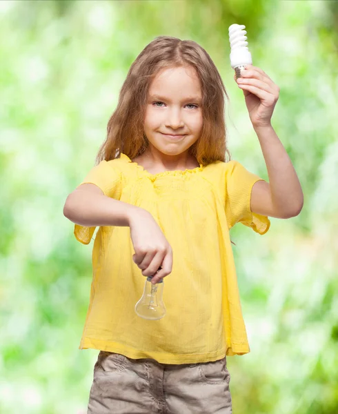 Child with bulbs — Stock Photo, Image