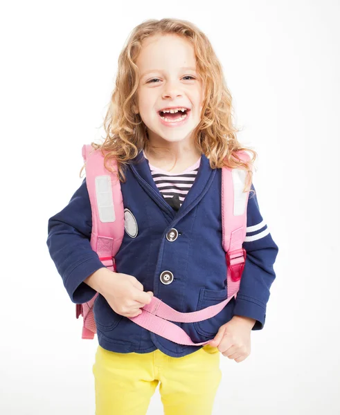 Κοριτσάκι με σχολική τσάντα — Φωτογραφία Αρχείου