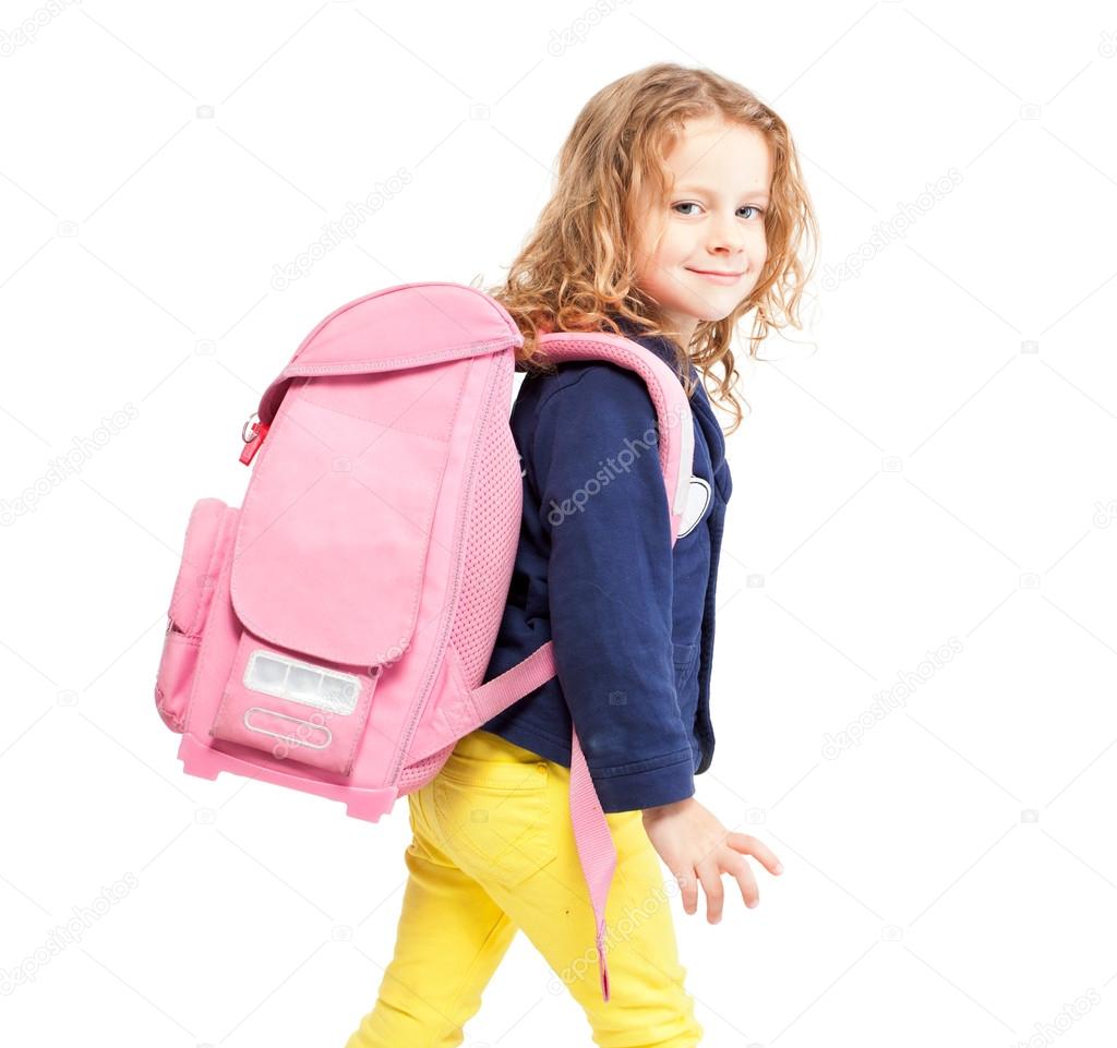 Little girl with schoolbag