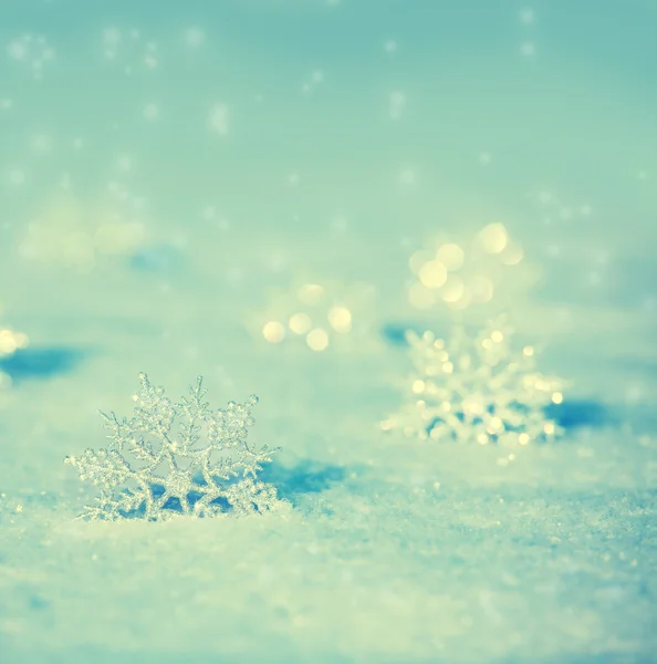 Snowflakes on snow — Stockfoto