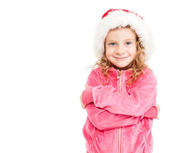 Noel Baba şapkalı kız.