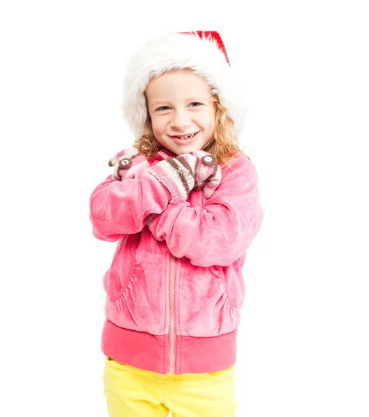 Дівчина в капелюсі Санта — стокове фото