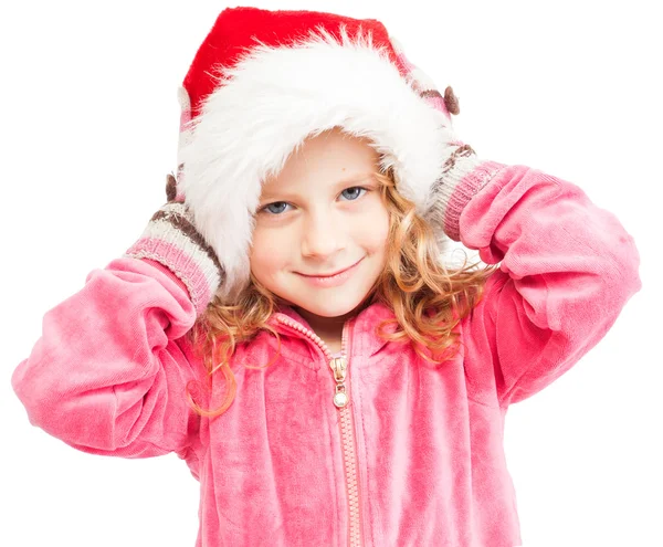 Girl in santa hat — Stock Photo, Image
