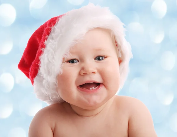 Baby  in a Christmas hat — Stock Photo, Image