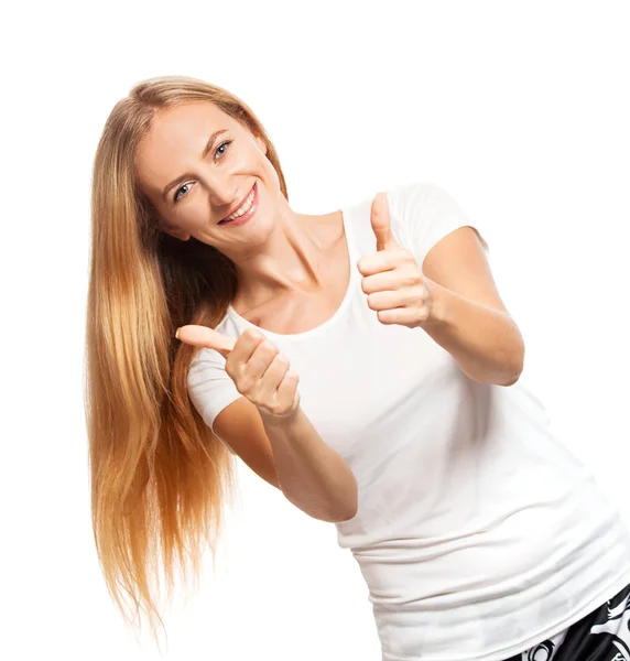 Mujer en fondo blanco — Foto de Stock