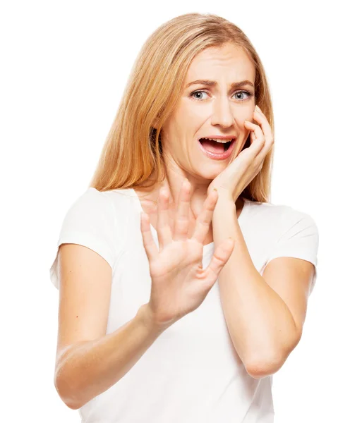 Mujer en fondo blanco — Foto de Stock