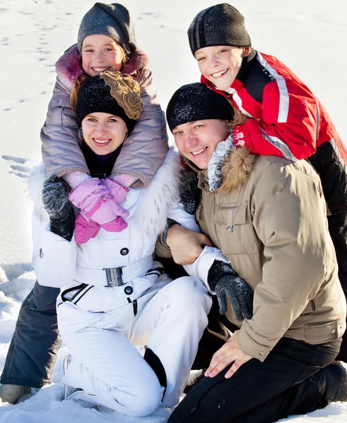 Familjen på vintern — Stockfoto