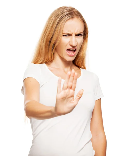 Mujer mostrando gestos de fracaso — Foto de Stock