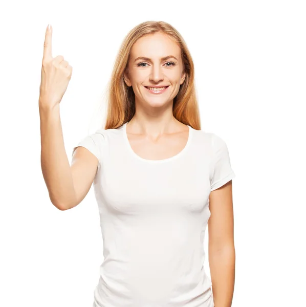 Woman at white background — Stock Photo, Image