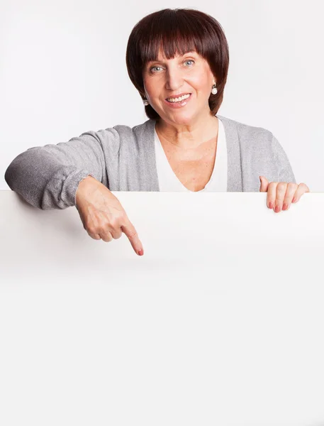 Woman holds a placard — Stock Photo, Image