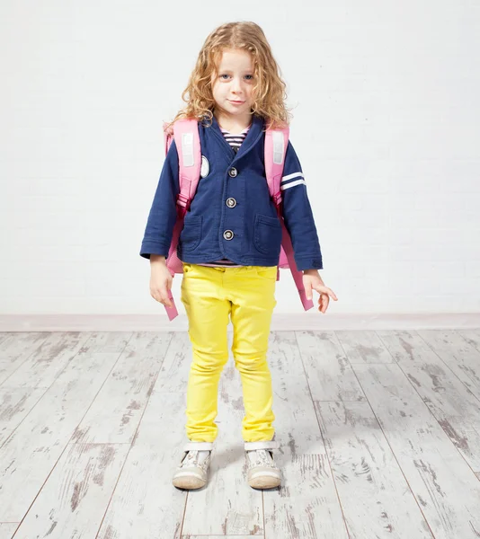 Little girl with schoolbag — Stock Photo, Image