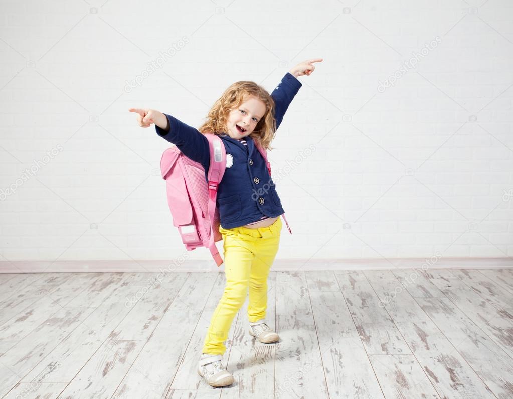 Little girl with schoolbag