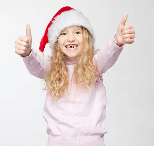 Niño en sombrero de Navidad —  Fotos de Stock