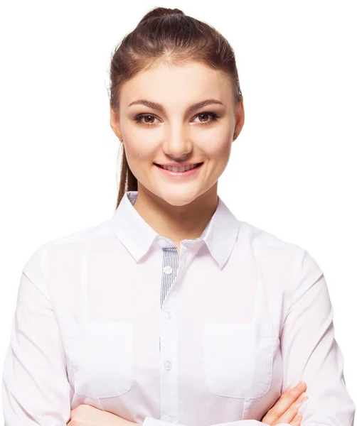 Woman at white background — Stock Photo, Image