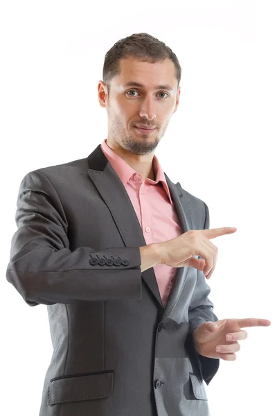 Ssuit tie businessman pointing — Stock Photo, Image